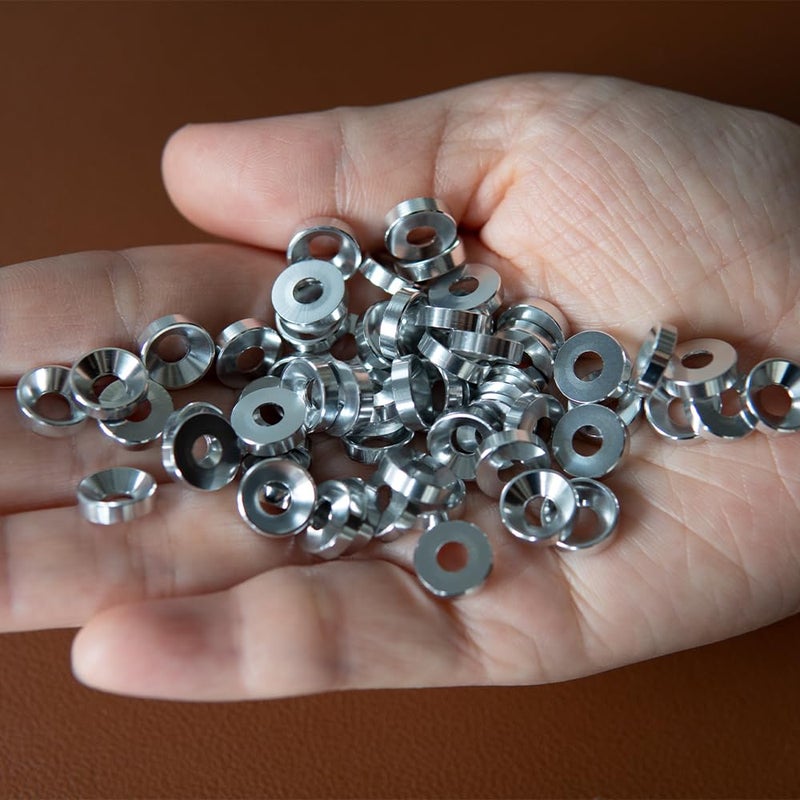 Lagefefe [60PCS] M4 Finishing Countersunk Washers, Anodized Aluminum Alloy, Head Washers Gaskets Cup Shim for Screw RC/FPV/PC/Drone/Mechanical Accessories Parts, Silver Color - Image 2